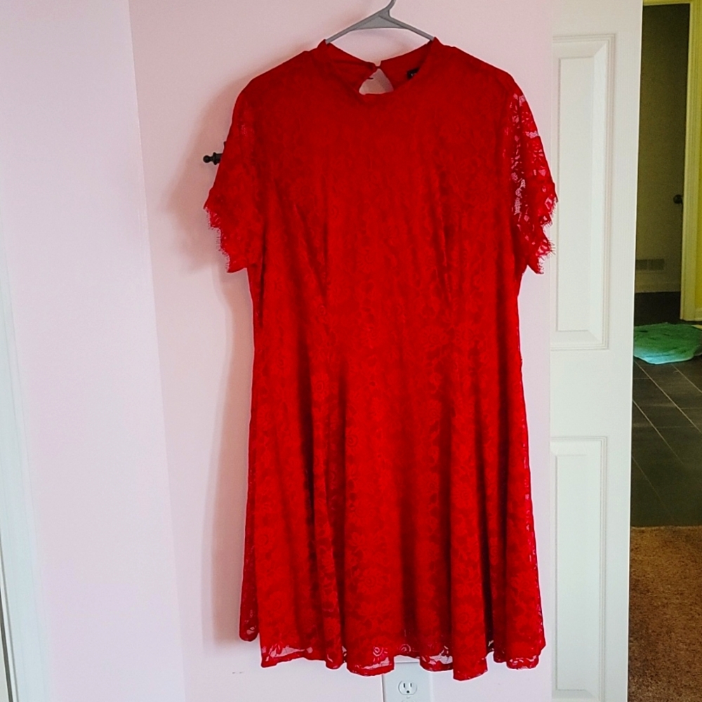 Size 2 Torrid skater style red lace dress
